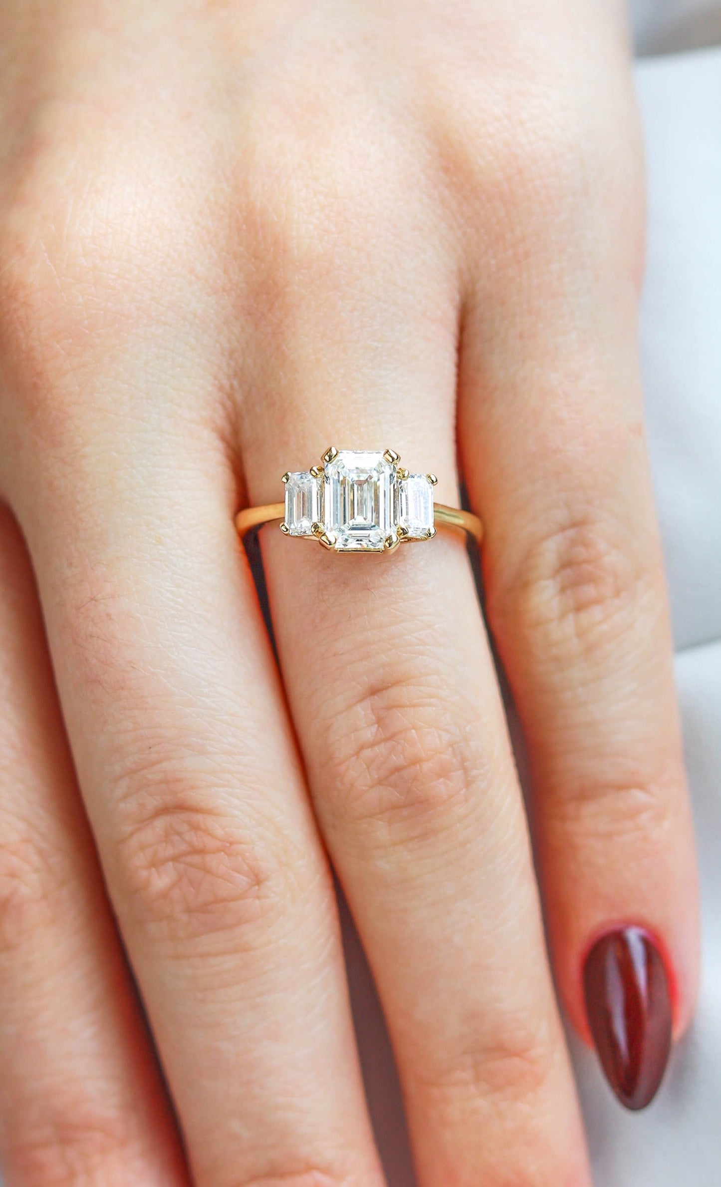 2 CT Round Three Stones Lab Grown Diamond Engagement Ring