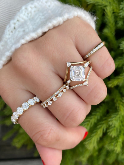 2 CT Round Three Stones Lab Grown Diamond Engagement Ring
