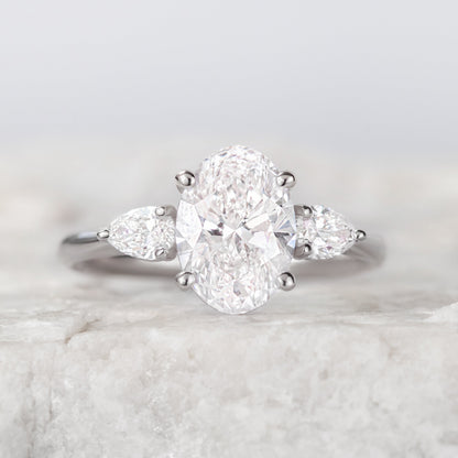2 CT Round Three Stones Lab Grown Diamond Engagement Ring