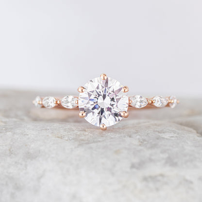 2 CT Round Three Stones Lab Grown Diamond Engagement Ring