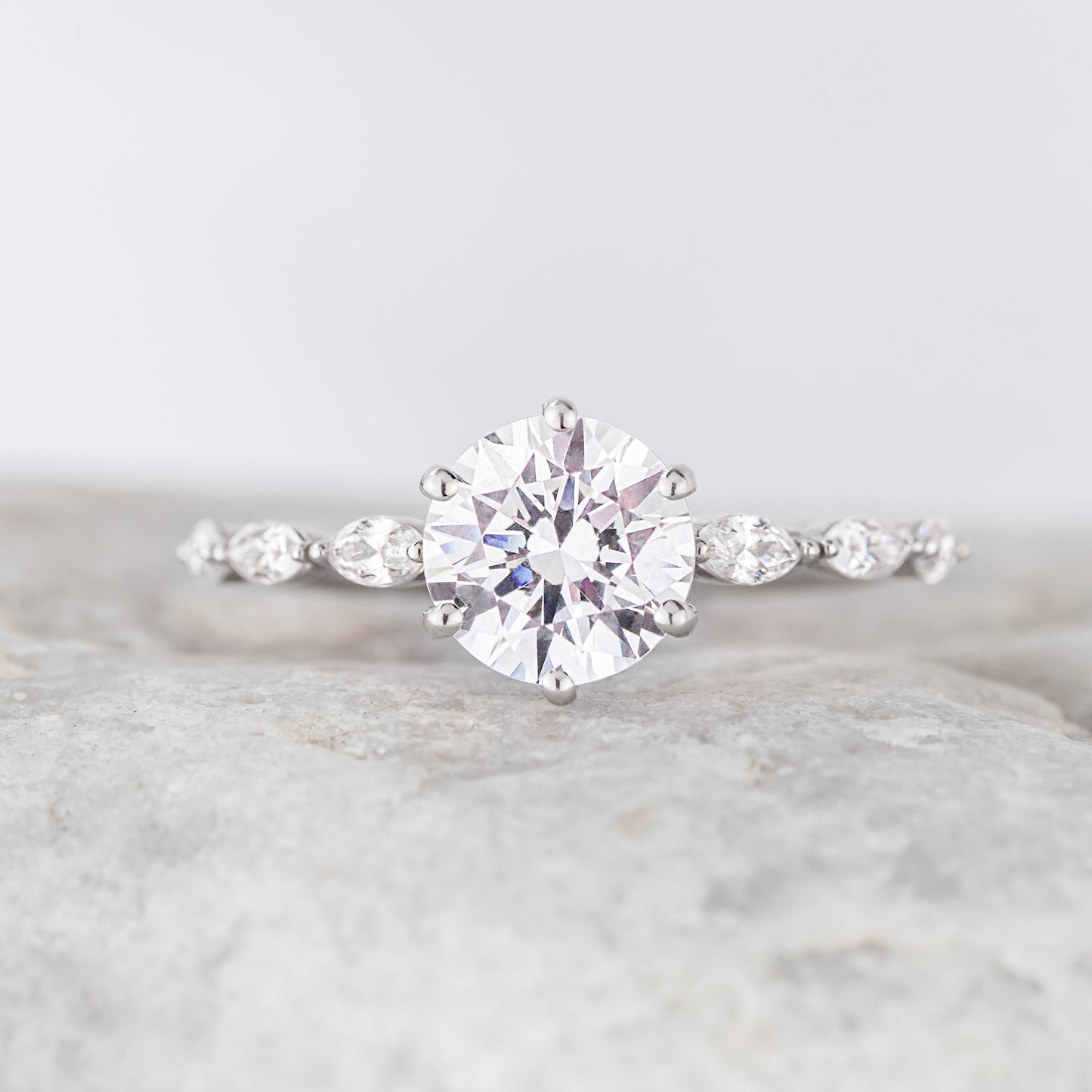 2 CT Round Three Stones Lab Grown Diamond Engagement Ring