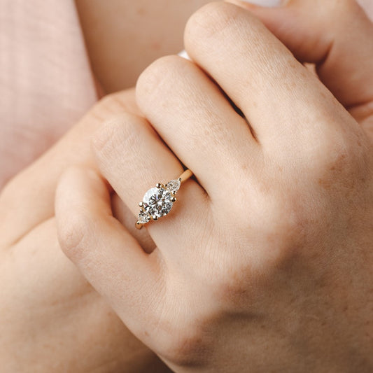2 CT Round Three Stones Lab Grown Diamond Engagement Ring