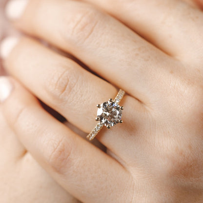 2 CT Round Three Stones Lab Grown Diamond Engagement Ring