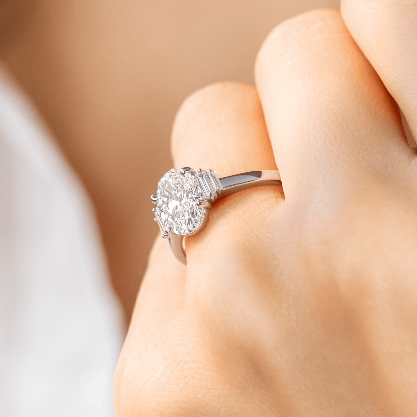 2 CT Round Three Stones Lab Grown Diamond Engagement Ring