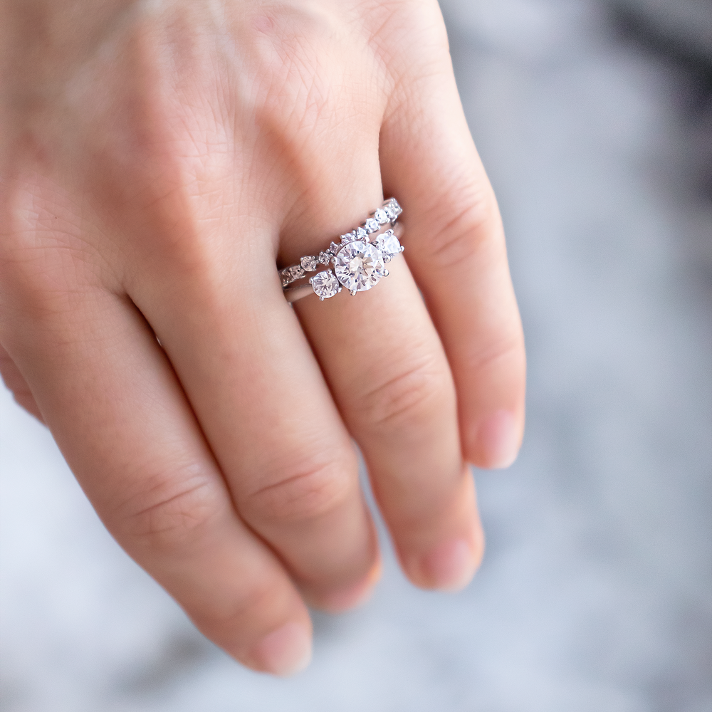 2 CT Round Three Stones Lab Grown Diamond Engagement Ring
