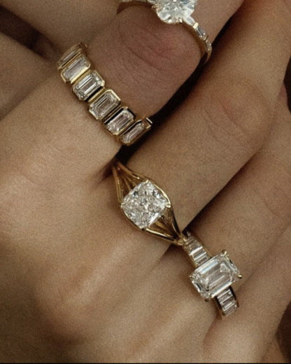 2 CT Round Three Stones Lab Grown Diamond Engagement Ring
