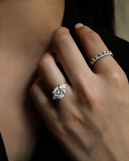 2 CT Round Three Stones Lab Grown Diamond Engagement Ring