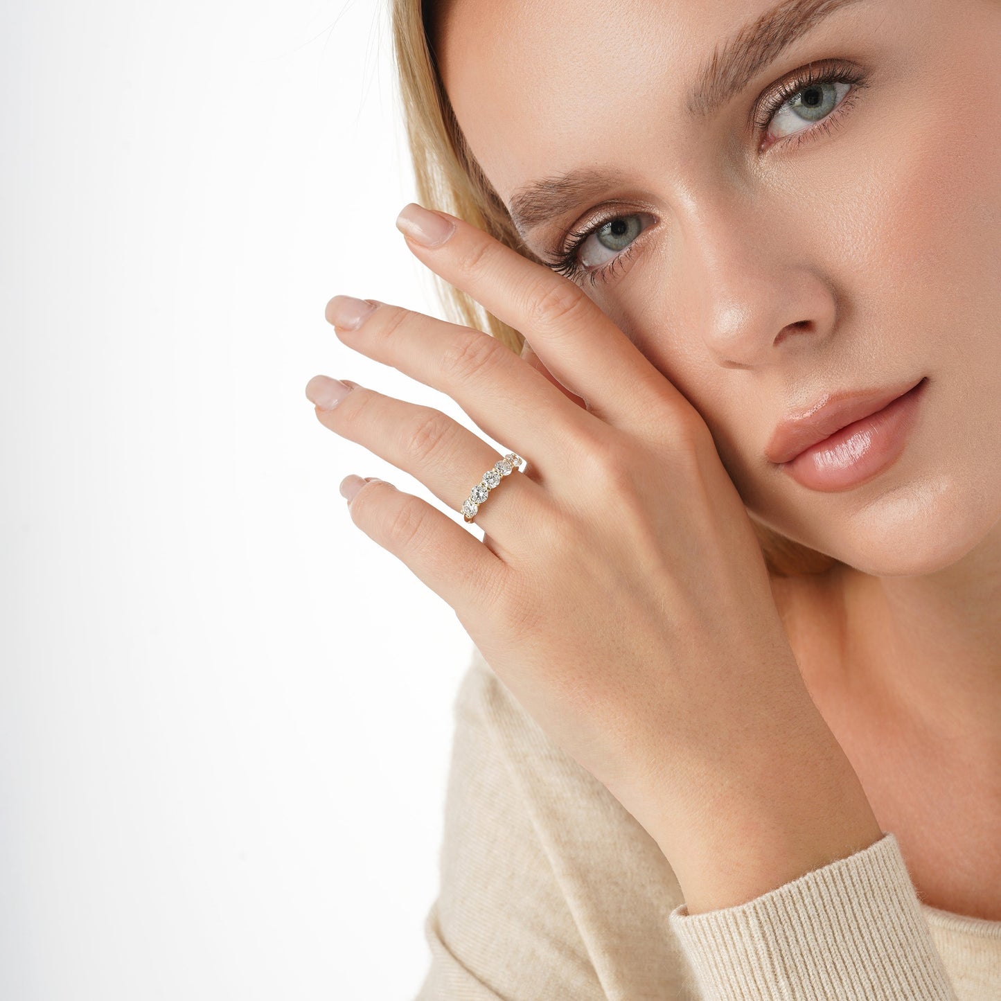 2 CT Round Three Stones Lab Grown Diamond Engagement Ring