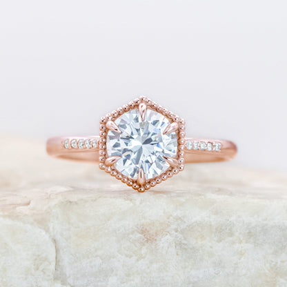 2 CT Round Three Stones Lab Grown Diamond Engagement Ring