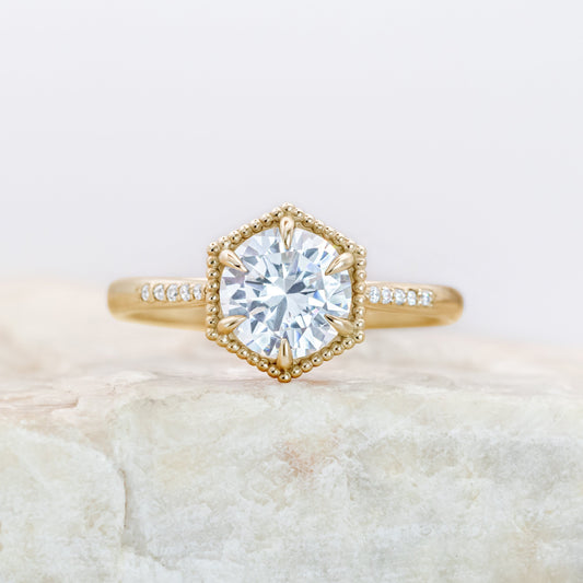 2 CT Round Three Stones Lab Grown Diamond Engagement Ring