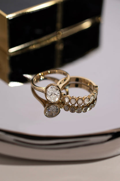 1.52 CT Oval Bezel Solitaire Lab Grown Diamond Engagement Ring