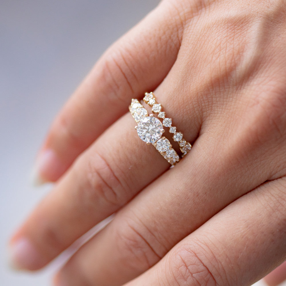 2 CT Round Three Stones Lab Grown Diamond Engagement Ring