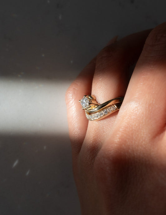 1 CT Marquise Cut Solitaire Lab Grown Diamond Ring With Wrap Bold Pave Band