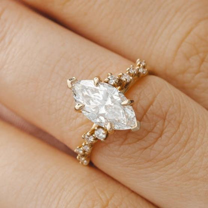 2 CT Round Three Stones Lab Grown Diamond Engagement Ring