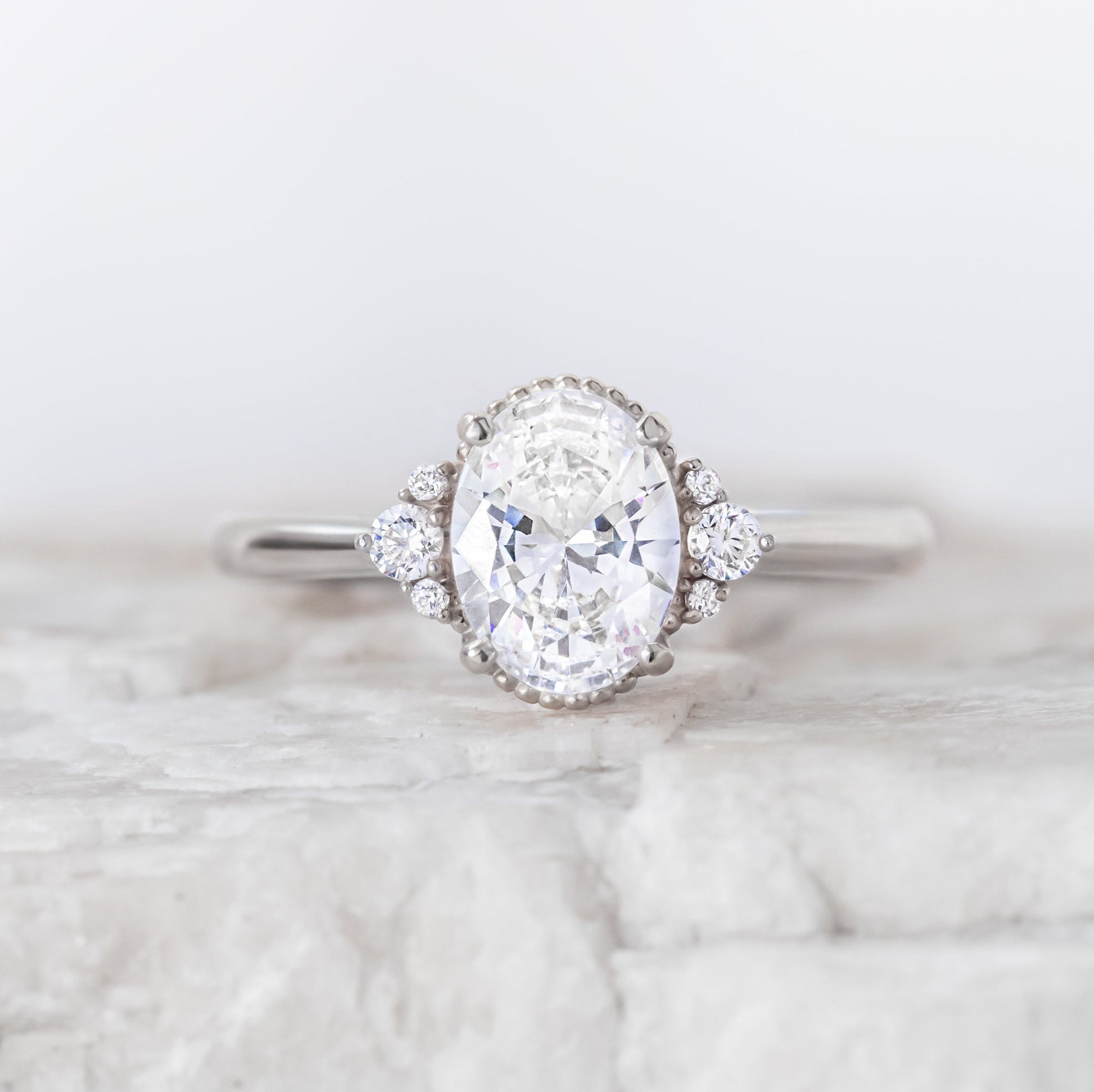 2 CT Round Three Stones Lab Grown Diamond Engagement Ring