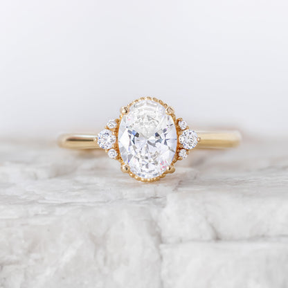 2 CT Round Three Stones Lab Grown Diamond Engagement Ring