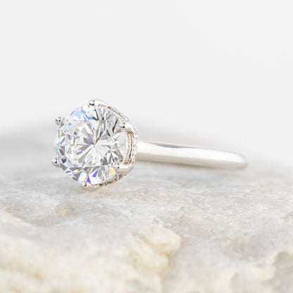 2 CT Round Three Stones Lab Grown Diamond Engagement Ring