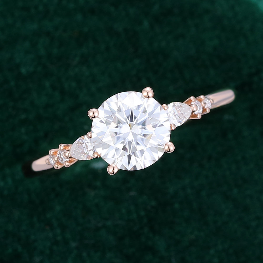 0.88 CT Round Shaped Moissanite Pave Setting Engagement Ring 5
