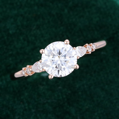 0.88 CT Round Shaped Moissanite Pave Setting Engagement Ring 5