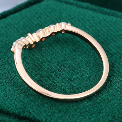 0.25 Round Moissanite Curved Wedding Band 5