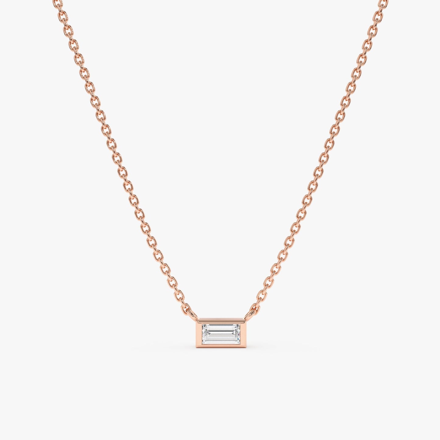 1.0 CT Round Bezel Solitaire Lab Grown Diamond Necklace