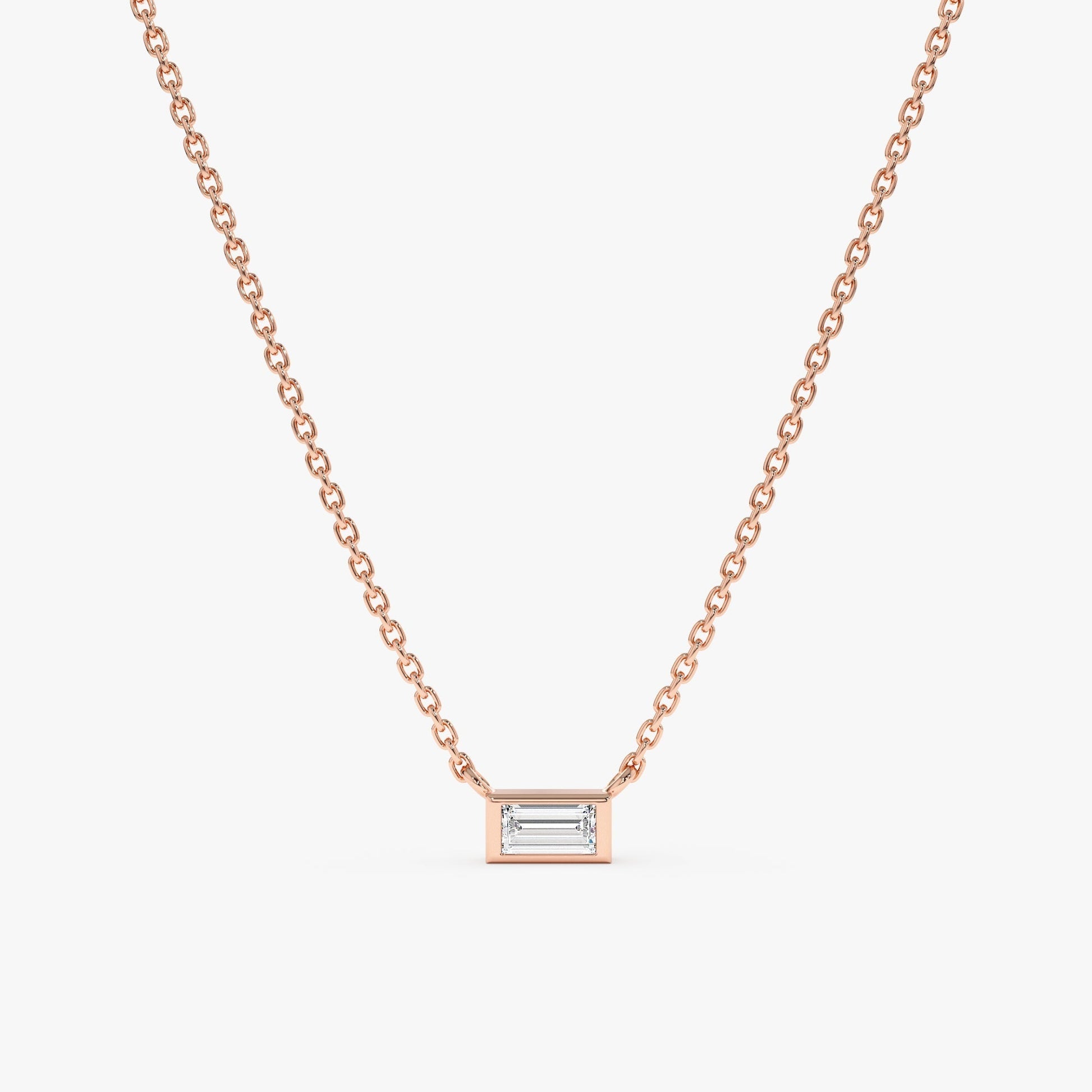 1.0 CT Round Bezel Solitaire Lab Grown Diamond Necklace