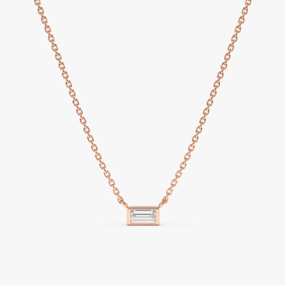 1.0 CT Round Bezel Solitaire Lab Grown Diamond Necklace