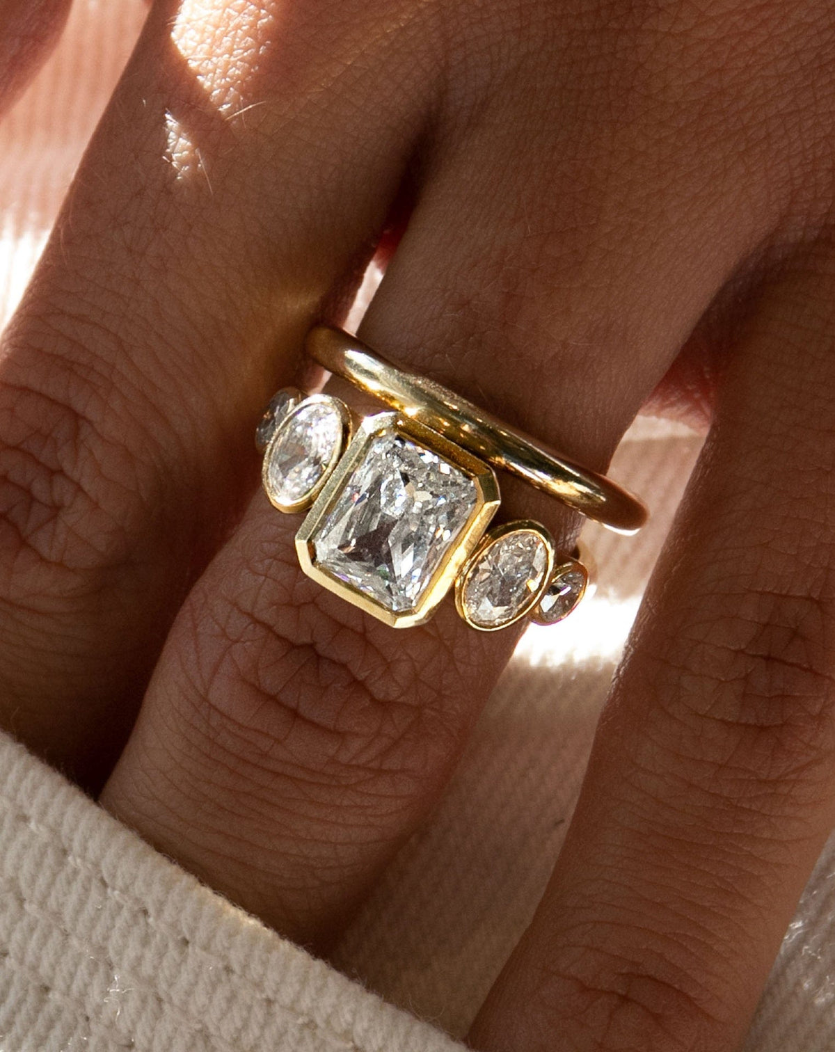 Emerald Pave Engagement Ring – 1 CT Lab Grown Diamond