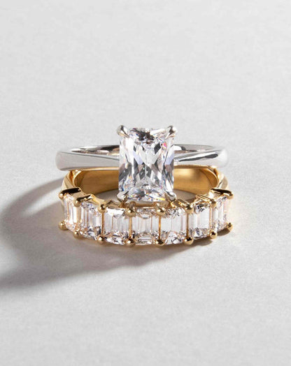 Emerald Pave Engagement Ring – 1 CT Lab Grown Diamond