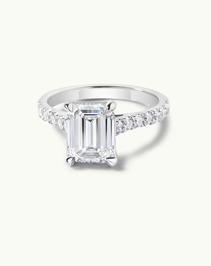 Emerald Pave Engagement Ring – 1 CT Lab Grown Diamond