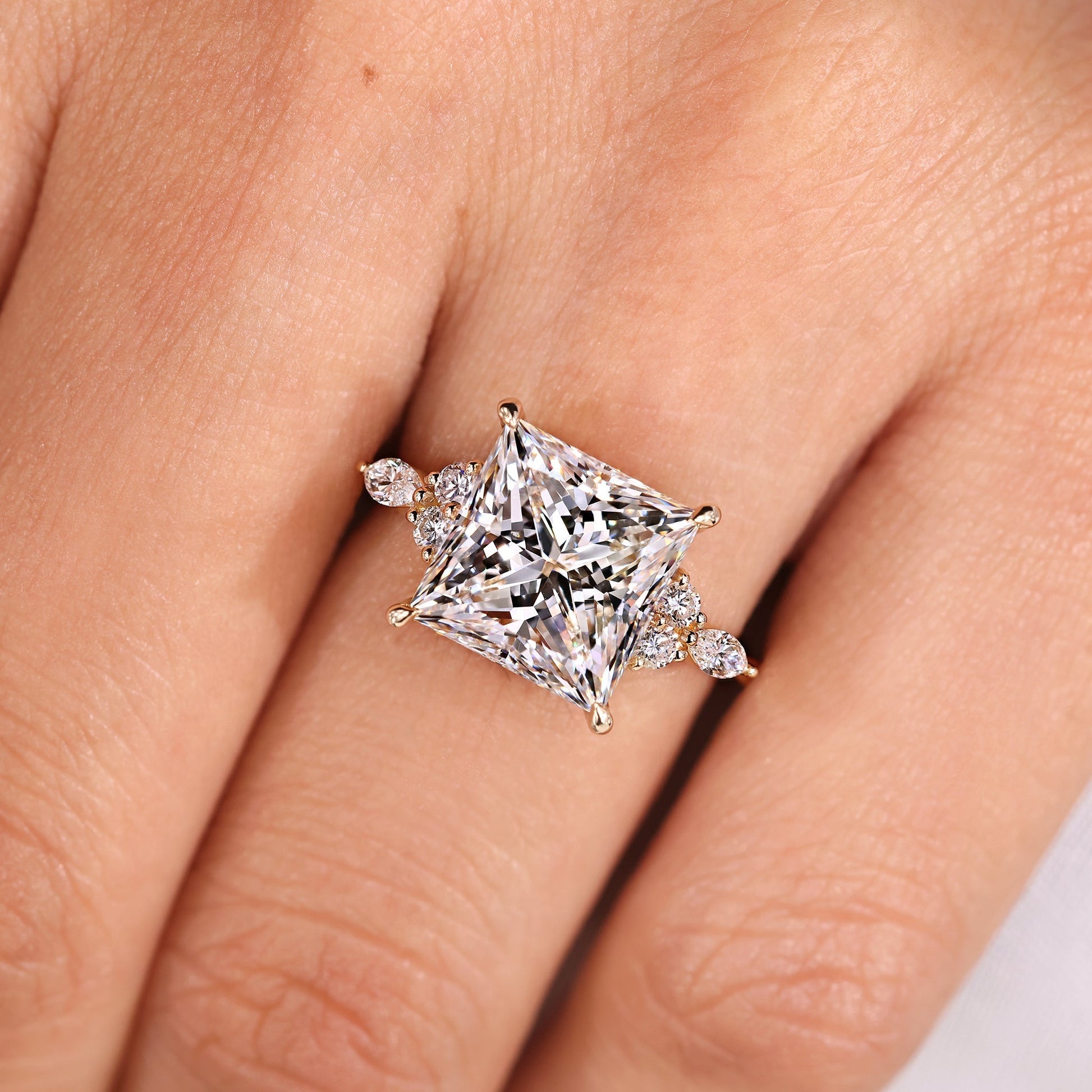 Cushion Hidden Halo Lab Grown Diamond Engagement Ring