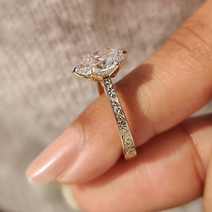 Cushion Hidden Halo Lab Grown Diamond Engagement Ring