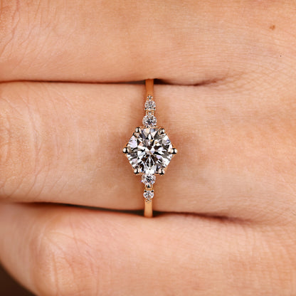 Cushion Hidden Halo Lab Grown Diamond Engagement Ring