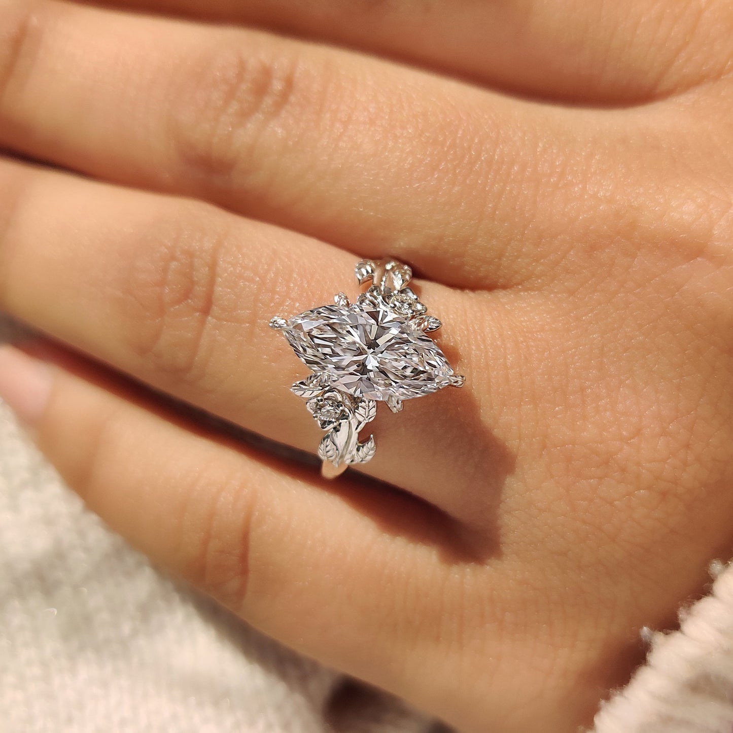 Cushion Hidden Halo Lab Grown Diamond Engagement Ring