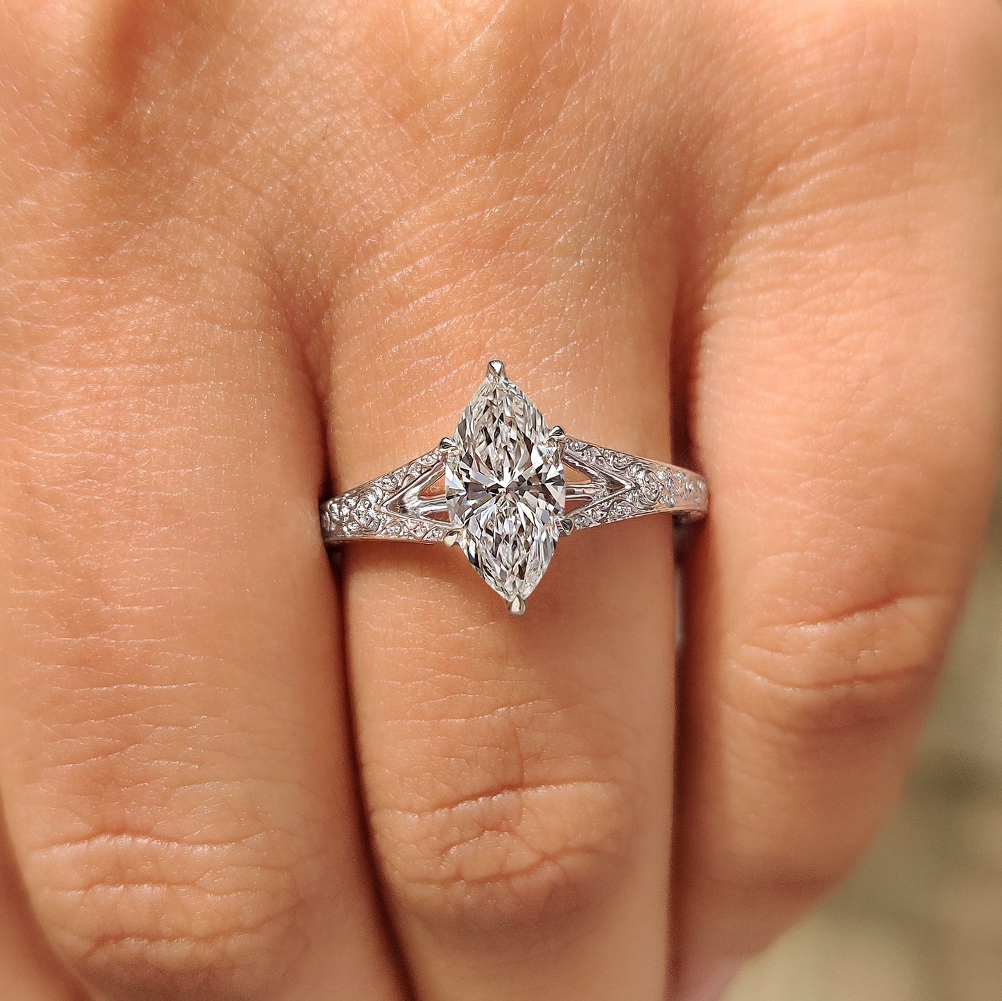 Cushion Hidden Halo Lab Grown Diamond Engagement Ring