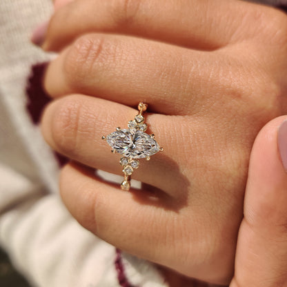 Cushion Hidden Halo Lab Grown Diamond Engagement Ring