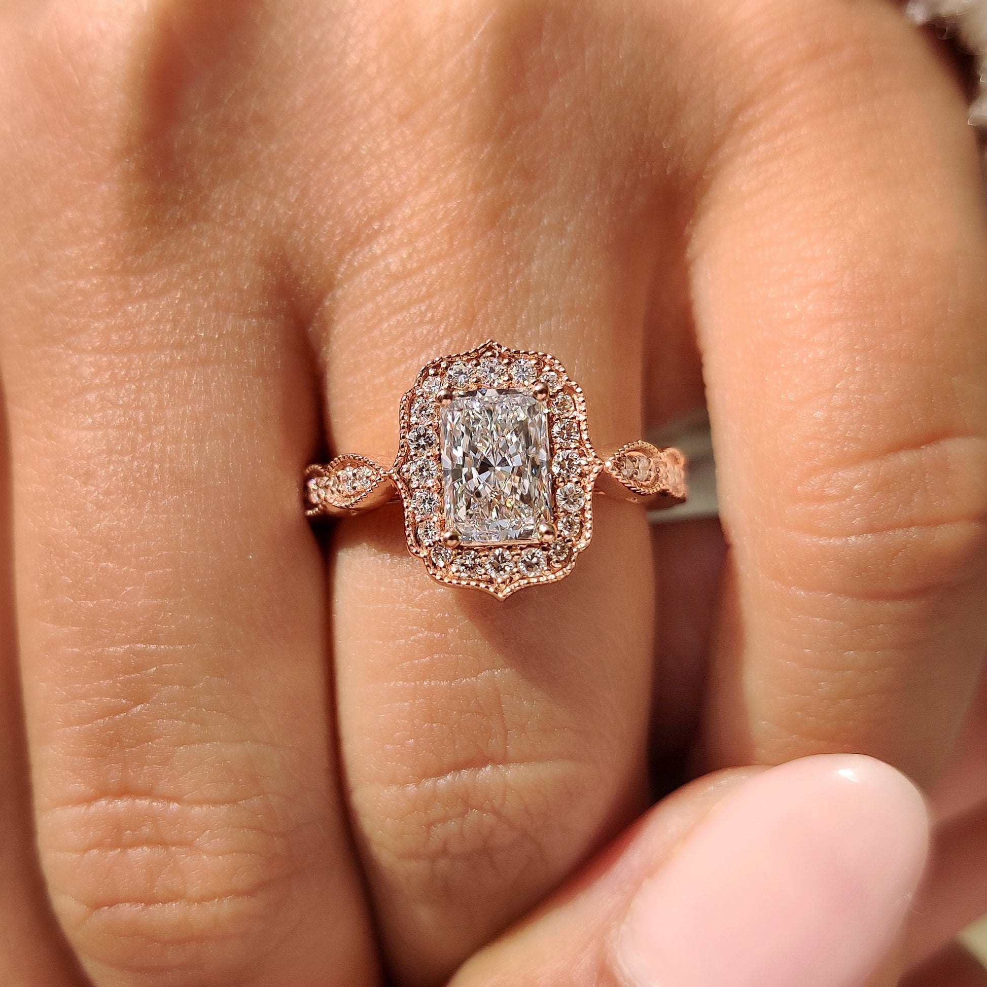 Cushion Hidden Halo Lab Grown Diamond Engagement Ring