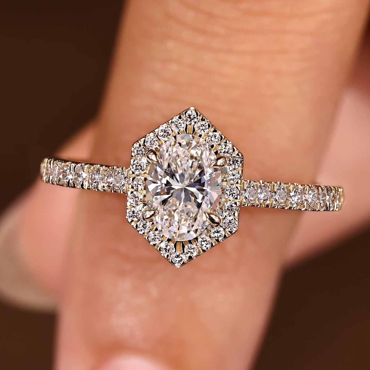 Cushion Hidden Halo Lab Grown Diamond Engagement Ring