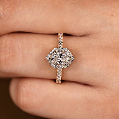 Cushion Hidden Halo Lab Grown Diamond Engagement Ring