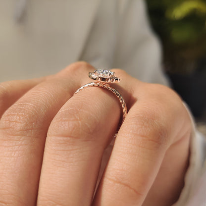 Cushion Hidden Halo Lab Grown Diamond Engagement Ring