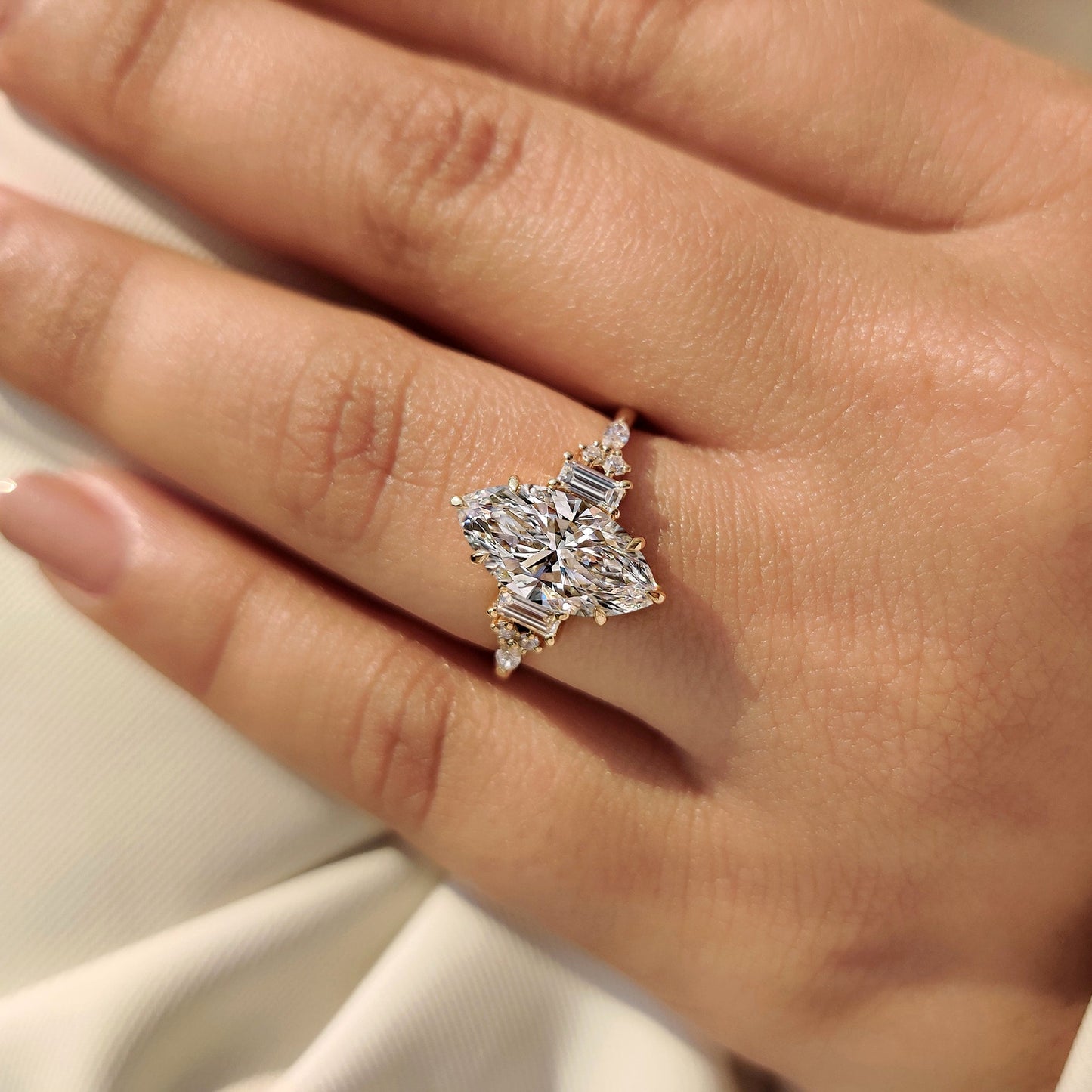 Cushion Hidden Halo Lab Grown Diamond Engagement Ring