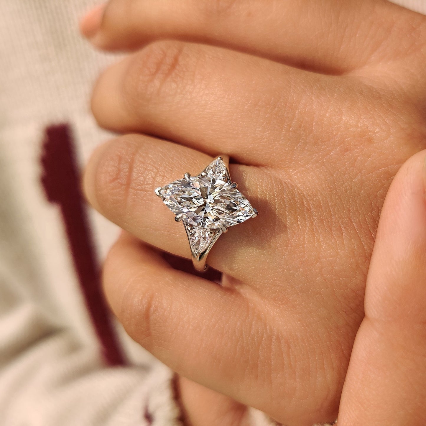 Cushion Hidden Halo Lab Grown Diamond Engagement Ring