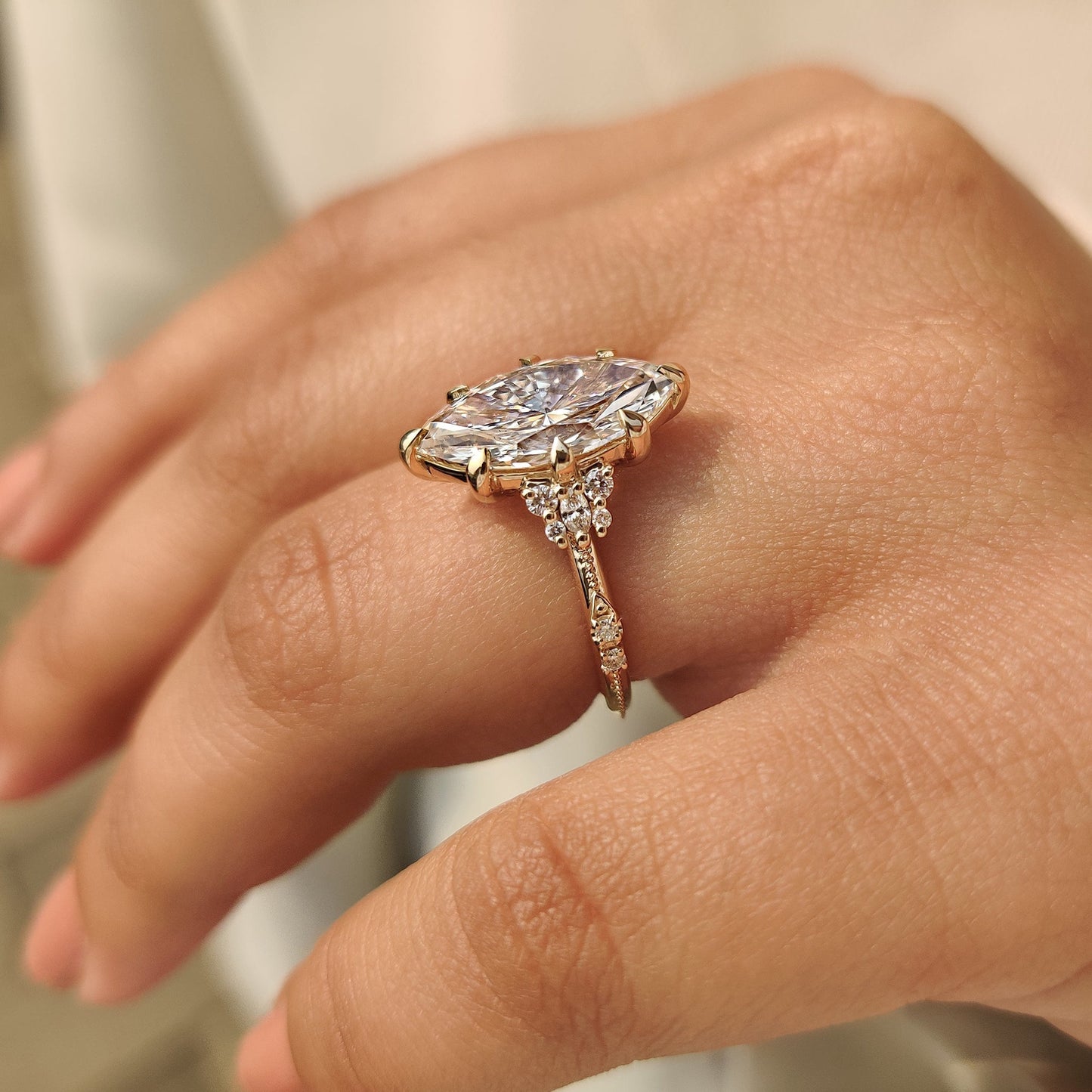 Cushion Hidden Halo Lab Grown Diamond Engagement Ring
