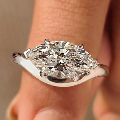Marquise Swirl Solitaire Lab Grown Diamond Engagement Ring