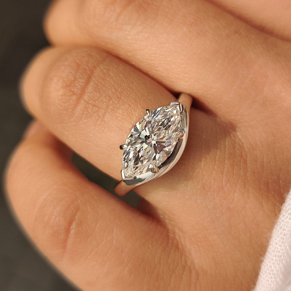 Marquise Swirl Solitaire Lab Grown Diamond Engagement Ring
