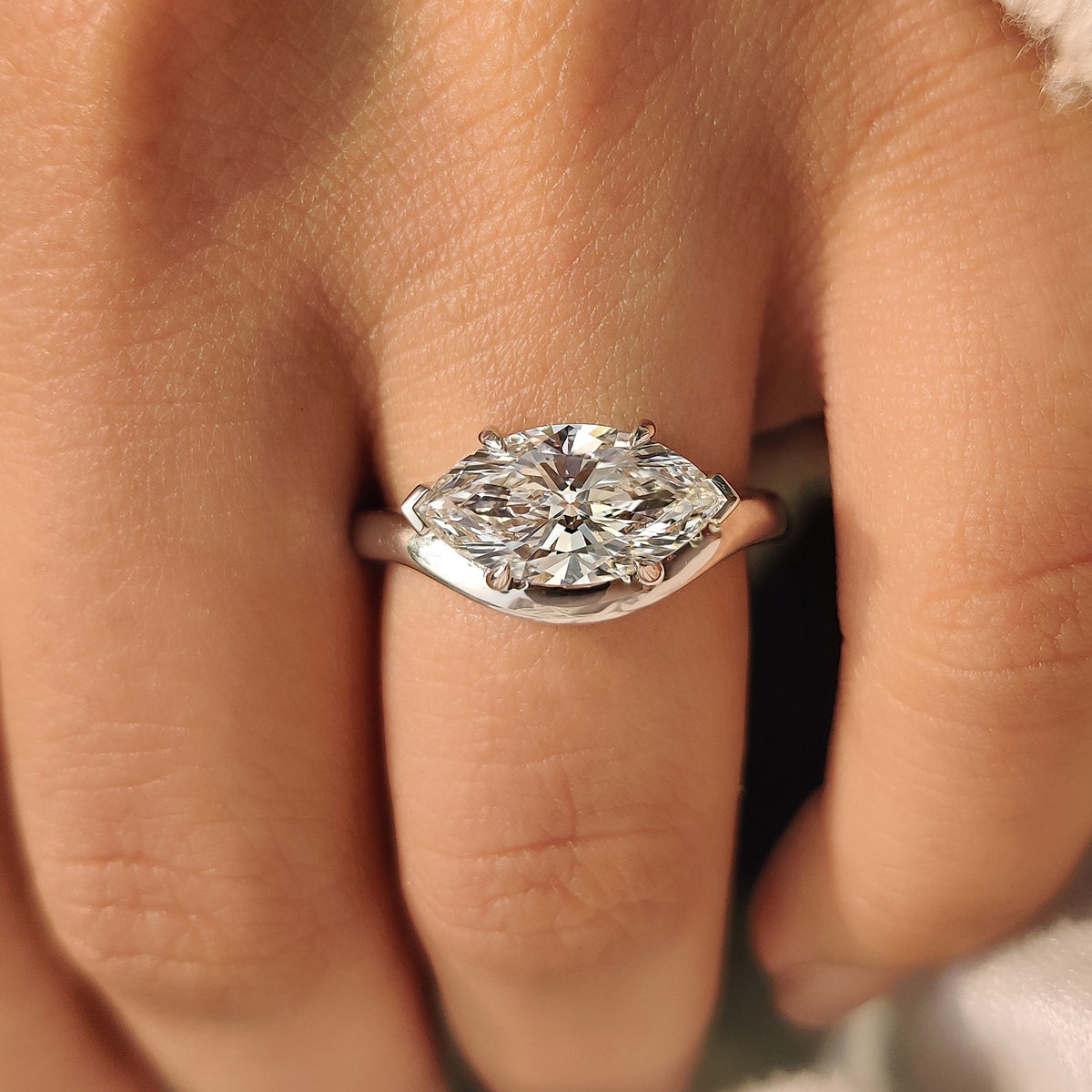 Marquise Swirl Solitaire Lab Grown Diamond Engagement Ring