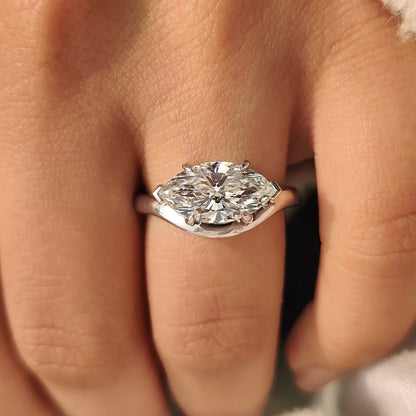 Marquise Swirl Solitaire Lab Grown Diamond Engagement Ring