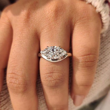 Marquise Swirl Solitaire Lab Grown Diamond Engagement Ring