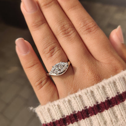 Marquise Swirl Solitaire Lab Grown Diamond Engagement Ring