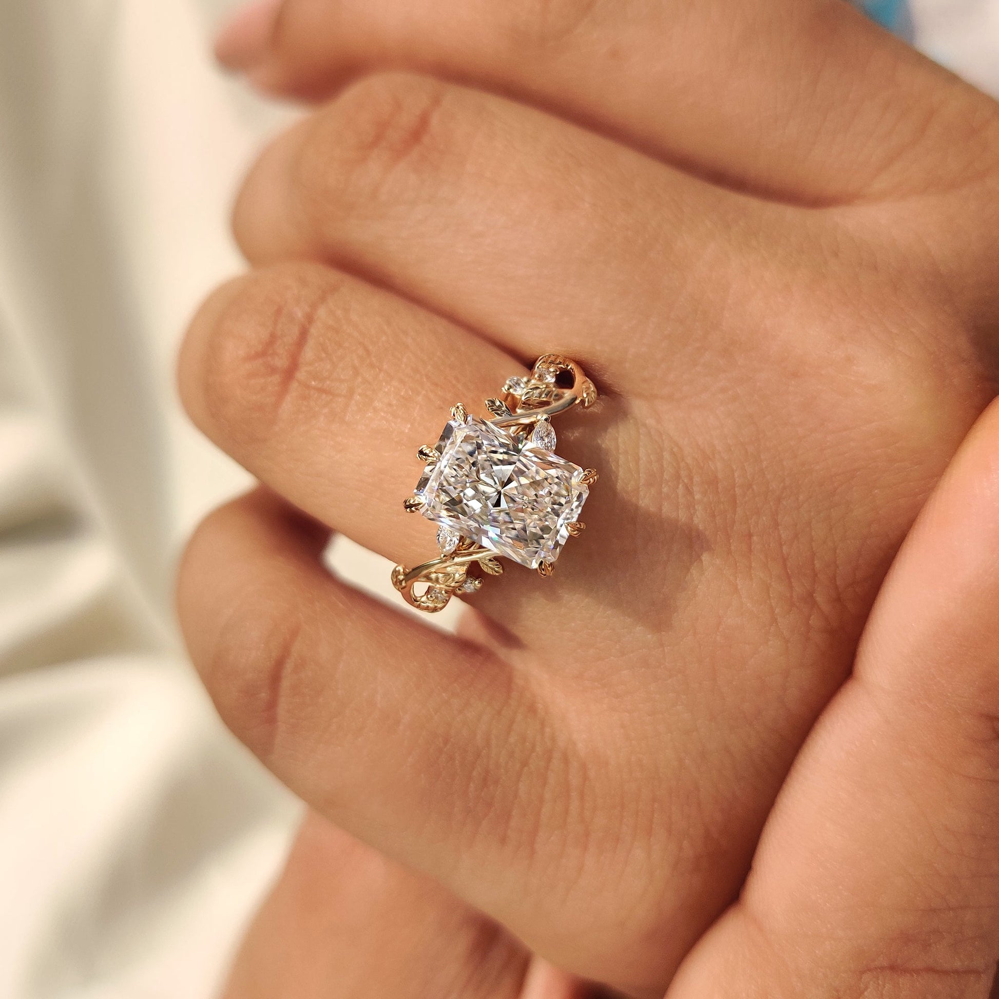 Cushion Hidden Halo Lab Grown Diamond Engagement Ring